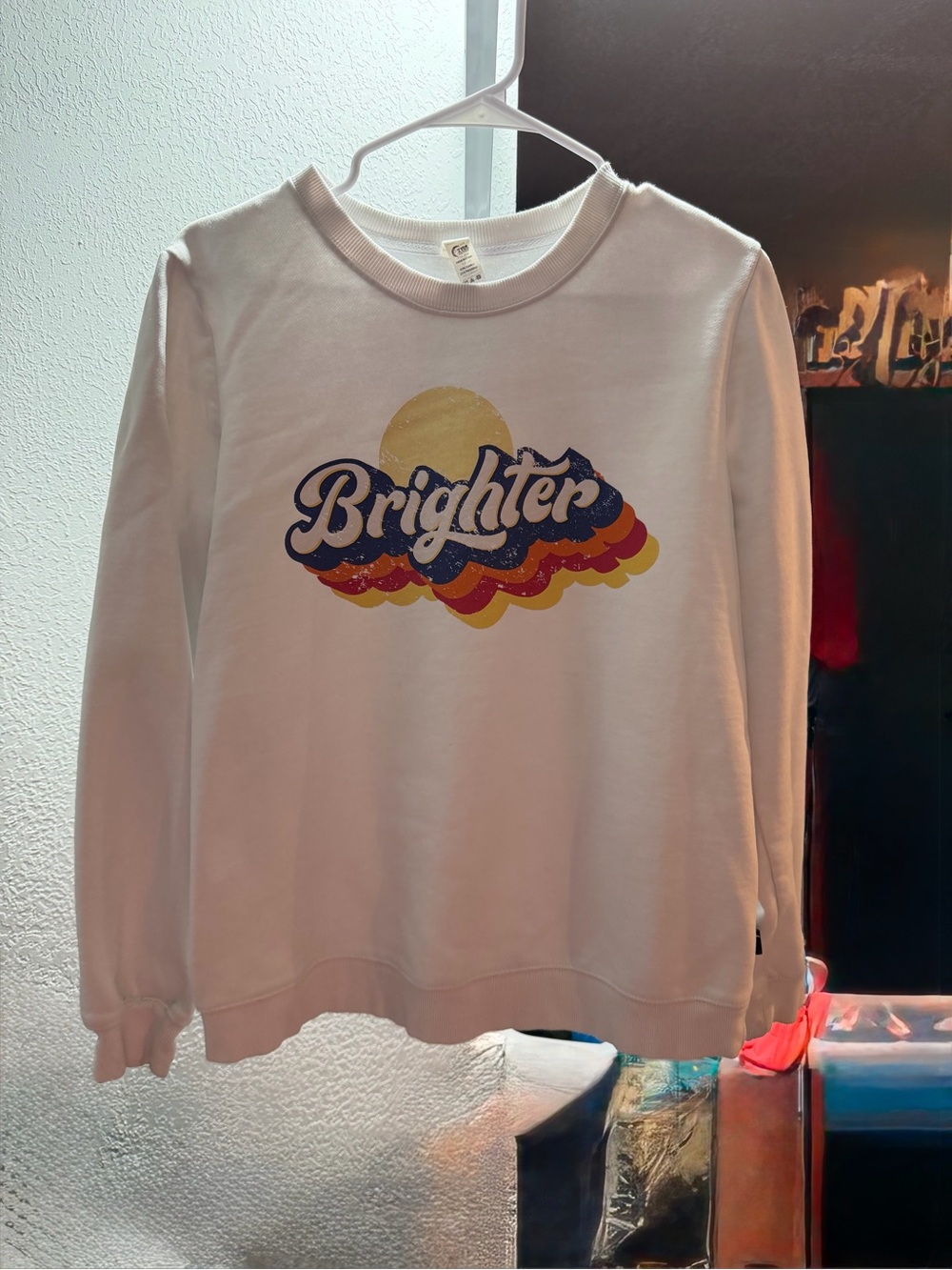 Zyia White 'Brighter' Graphic Crewneck Sweatshirt
